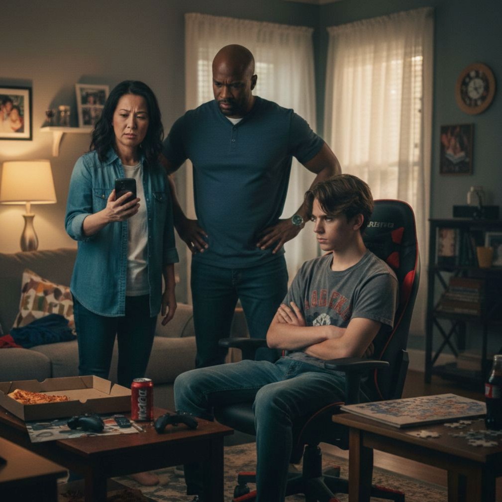 Des parents discutent avec un ado renfermé