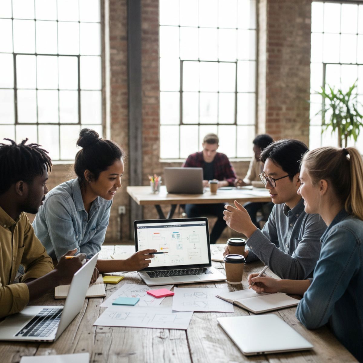 Des jeunes entrepreneurs discutent entre eux