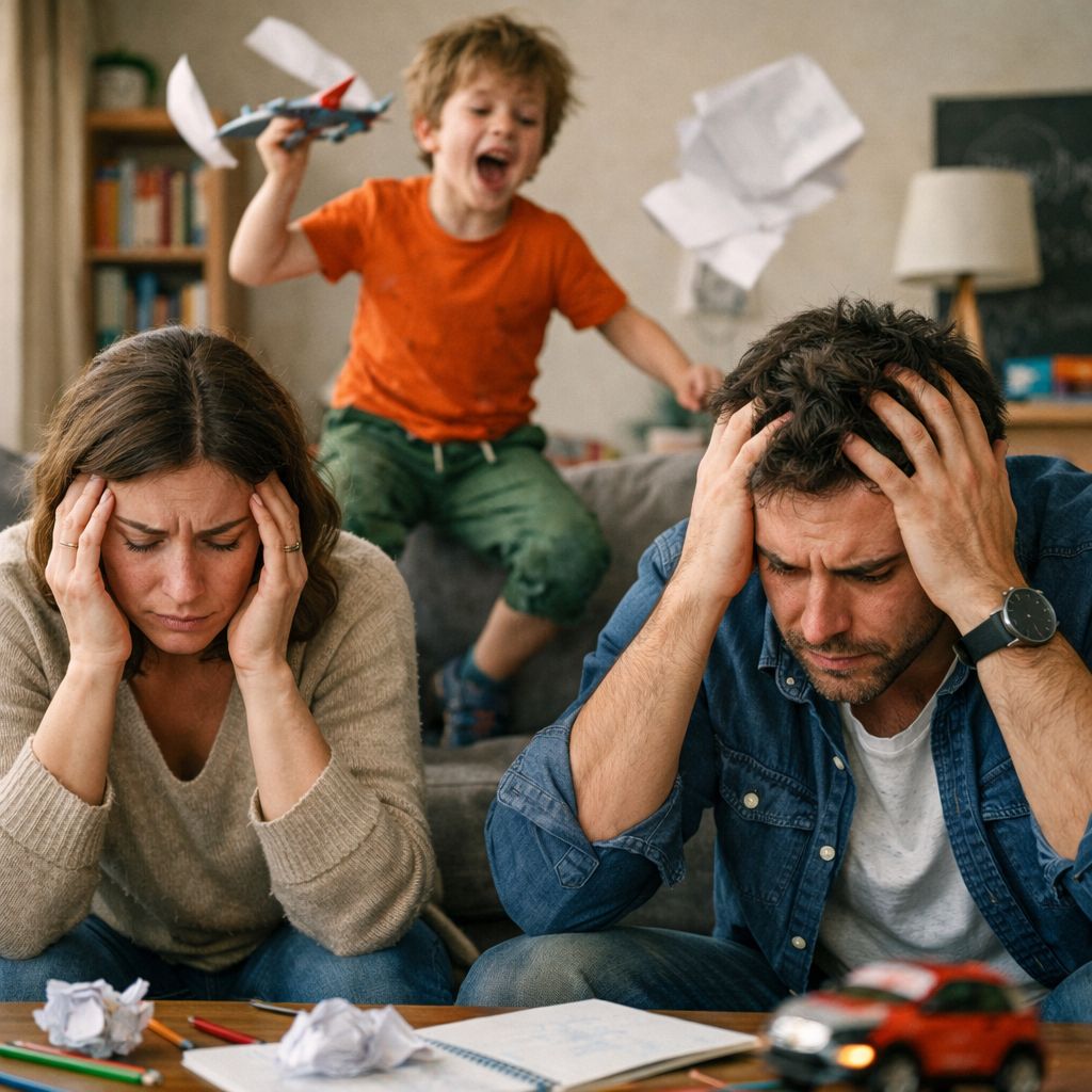 parents en détresse devant leur enfant TDAH