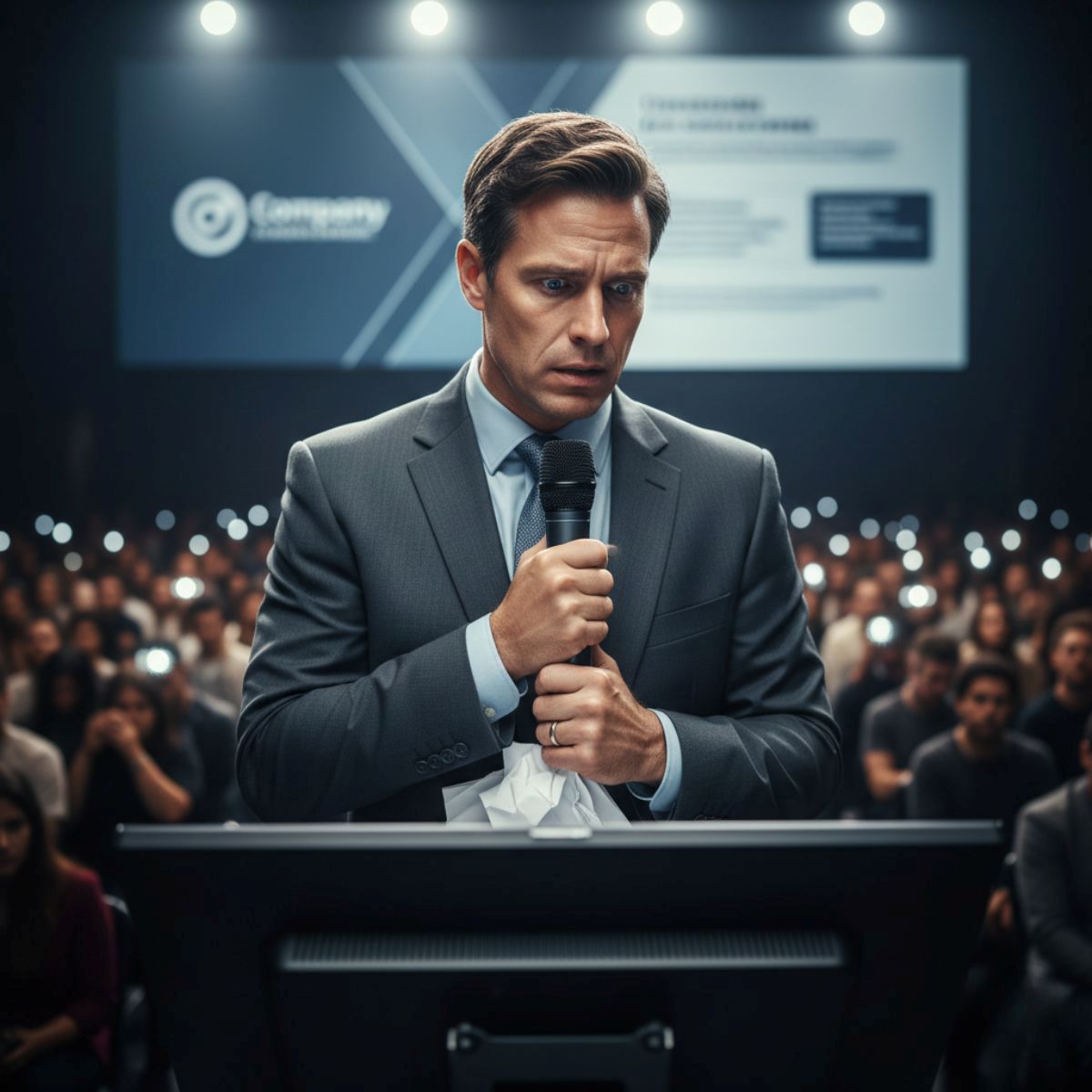 Un homme doit faire un discours mais se sent stressé