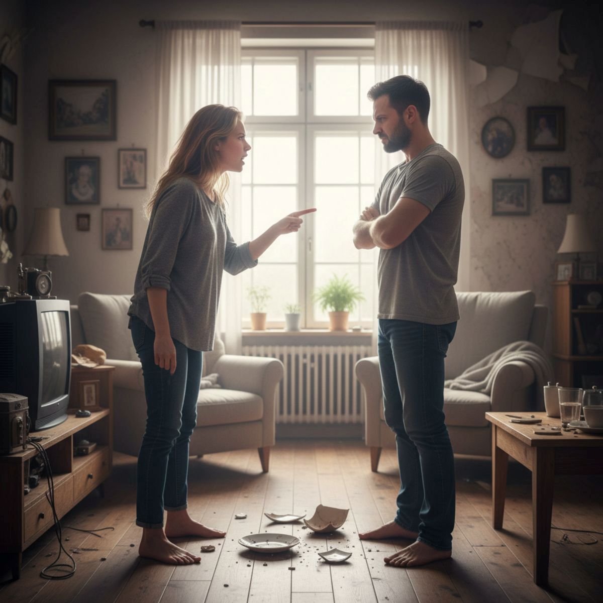 Une femme engagée dans une reltaion toxique, dit à un homme de partir