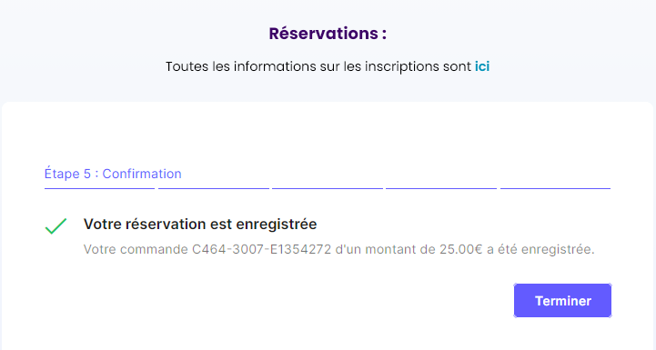 la réservation est enregistrée